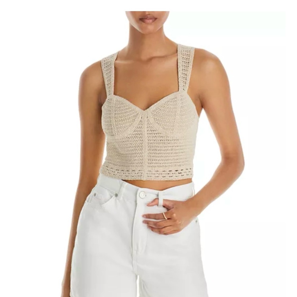 Aqua Bloomingdale’s Crochet Beige Top Crop Bustier